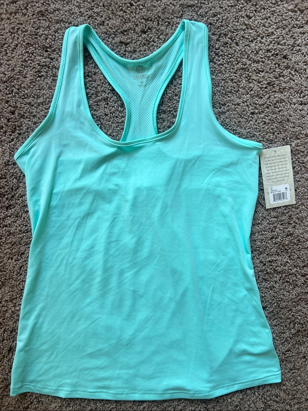 Women’s Balance Collection Mint Racerback Tank Top Size Medium